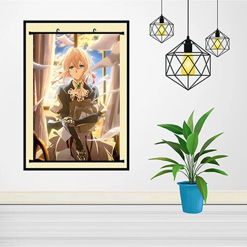 Фиолетовый Аниме Манга Evergarden настенный плакат Свиток украшение для дома