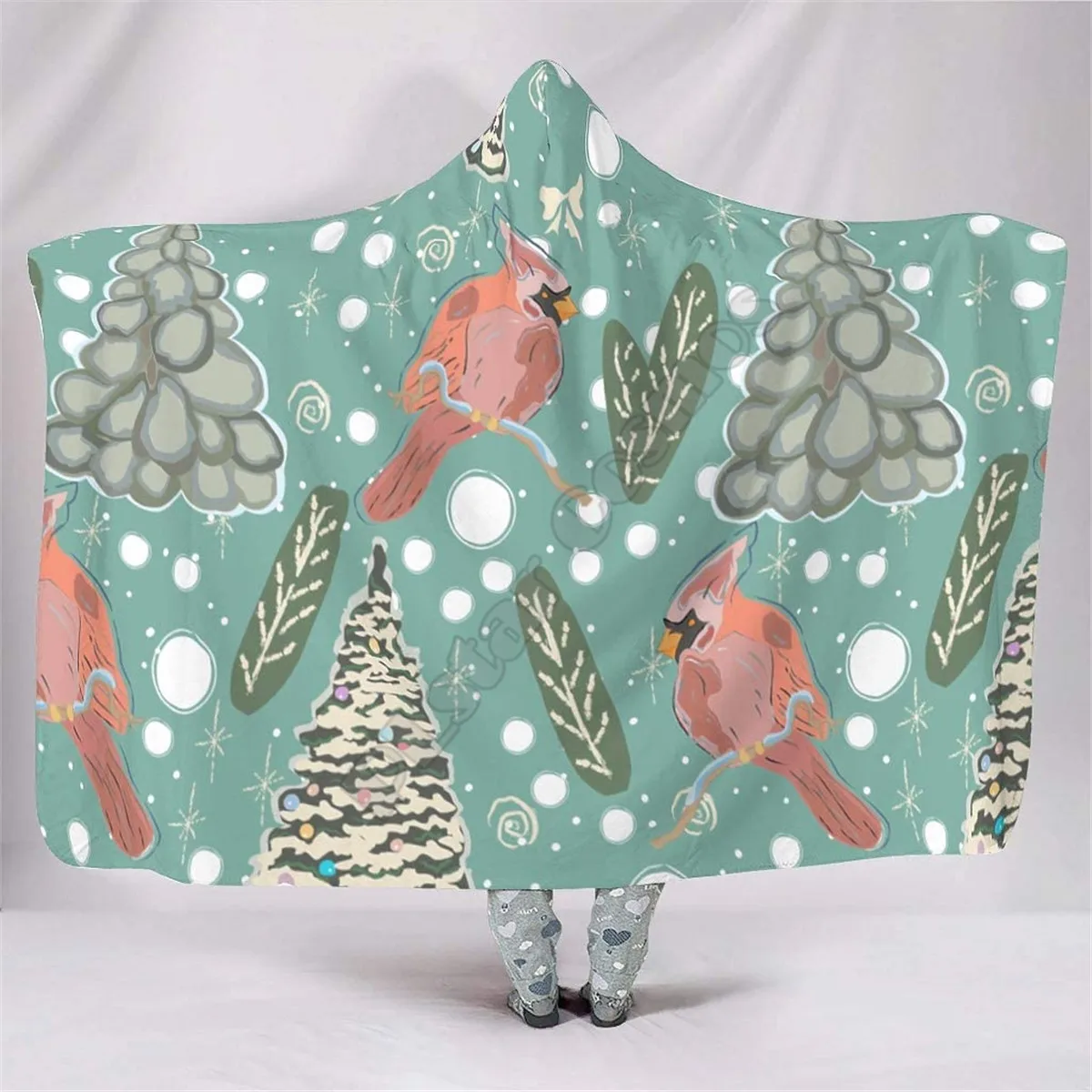 

Beautiful Bird Hooded Blanket Adult colorful child Sherpa Fleece Wearable Blanket Microfiber Bedding Drop Shipping 03
