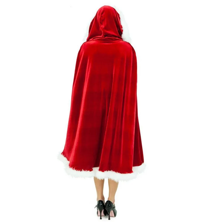 Christmas Stage Cosplay Costume Red Cloak Woman Cape Halloween Party Velvet Red Hooded Cloak Capa Adult Little Red Riding Hood