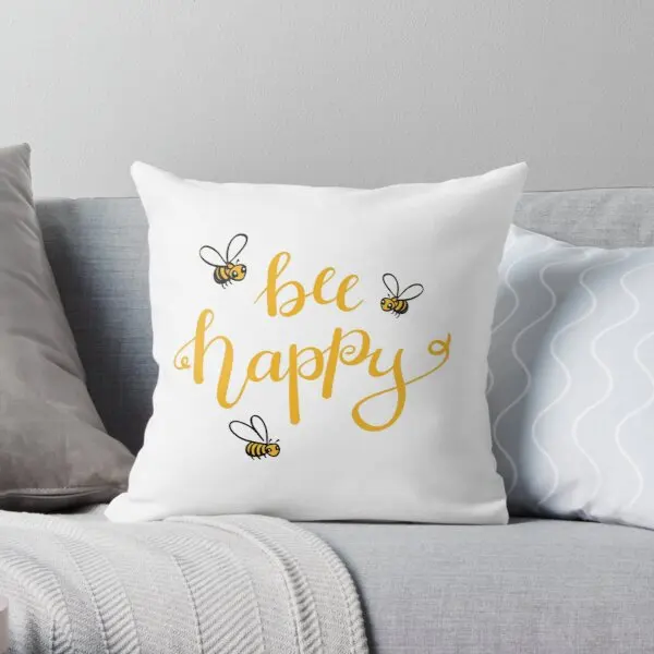 

bee happy Soft Decorative Throw Pillow Cover for Home Pillows NOT Included