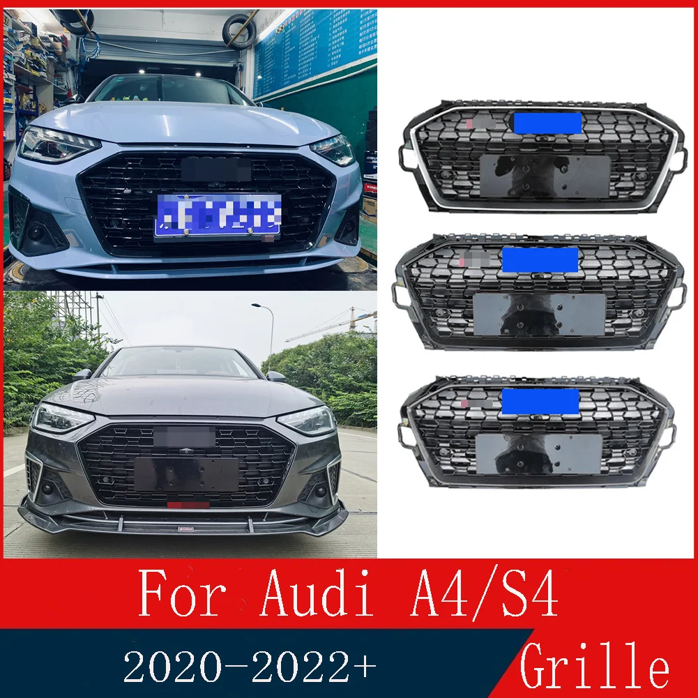 

For Audi A4/S4 2020 2021 2022（Refit For RS4-R style）Car Accessory Front Bumper Grille Centre Panel Styling Upper Grill 20 21 22