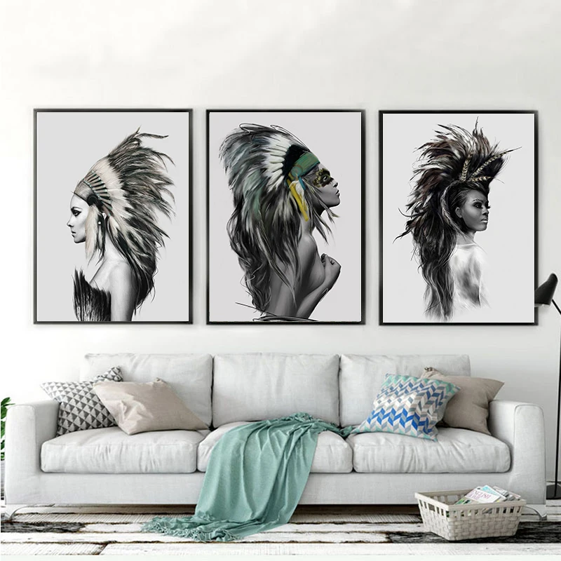 

The Art Poster Native Indians Abstract Picture Decorative Canvas Painting Wall Decor Living Room Bedroom Home Decoration