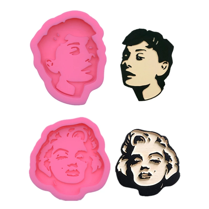 

A0NF Women Men Head Keychain Epoxy Resin Mold Earrings Pendant Casting Silicone Mould DIY Crafts Jewelry Casting Tools