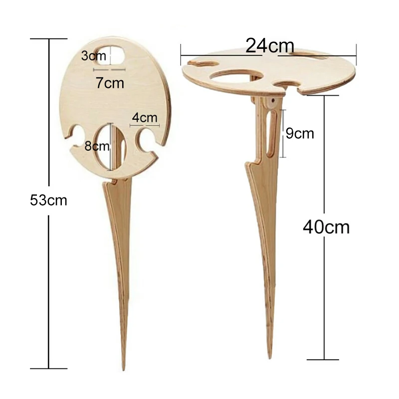 

Outdoor Portable Wine Table with Foldable Round Desktop Mini Wooden Picnic Table Easy to Carry DAG-ship