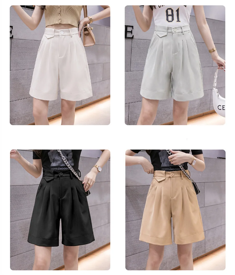 

Summer Women Shorts Thin High Waist chic Office Western Short Casual Straight Shorts Trousers Women Bottoms Femme Mujer