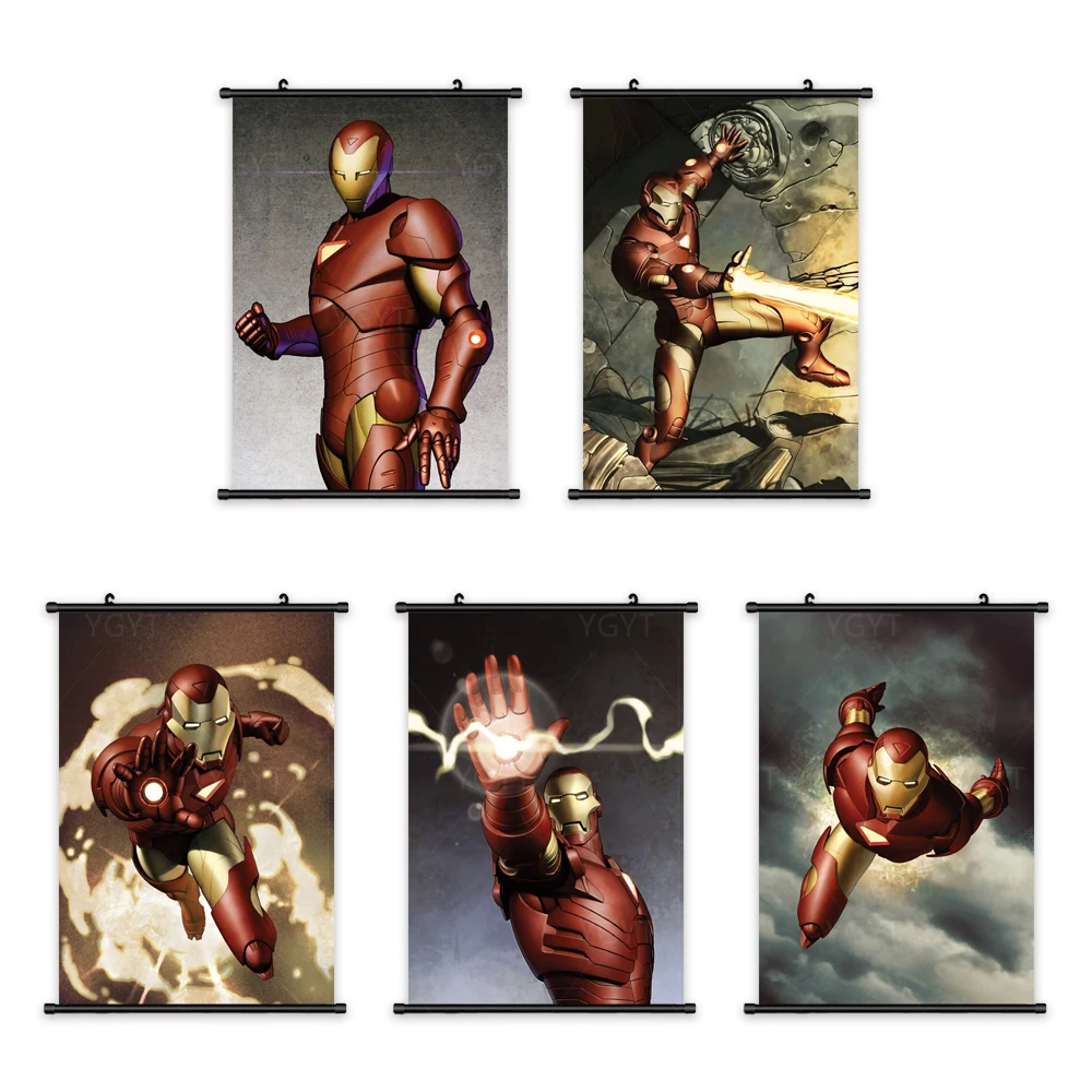 

Marvel Printed Canvas Iron Man Poster Home Decoration Movie Mural Disney Wall Artwork Picture Plastic Scroll Hanging Painting