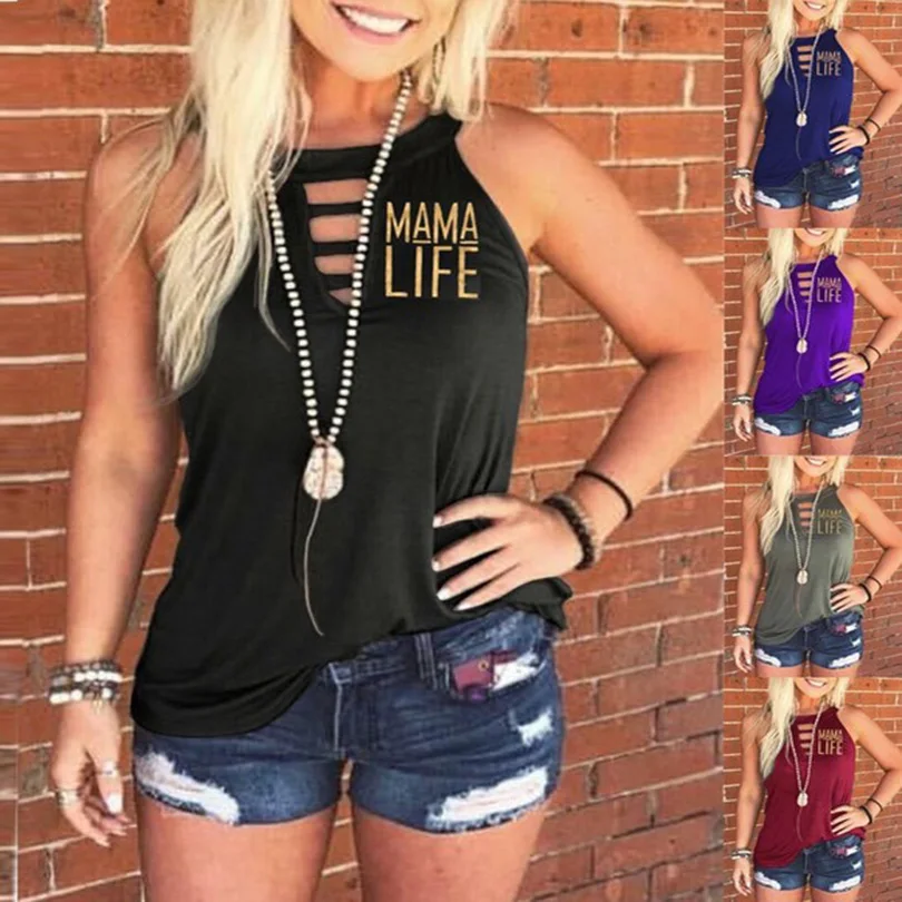 

New Spring and Summer 0-neck t shirt women letter print clothing fashion solid vest