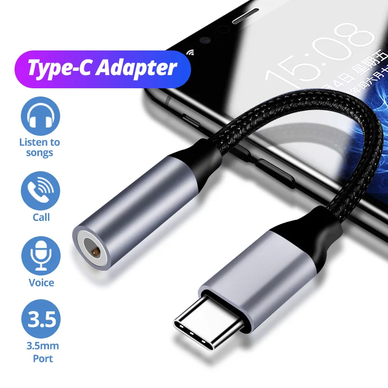 

Type C 3.5 Jack Headphone Audio Aux Cable USB C to 3.5mm Earphone Adapter Jack Aux Cable Music Coverter Adapter for realme 8 pro