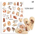 1 лист наклеек для ногтей искусство геометрический узор человеческого лица сушеные цветы набор слайдеров для ногтей Красота украшение для маникюра