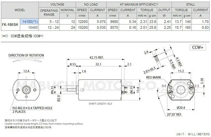 Япония MABUCHI FK-180SH-14180 электродвигатель карбоновой щетки DC 5V-12V 12000RPM высокая