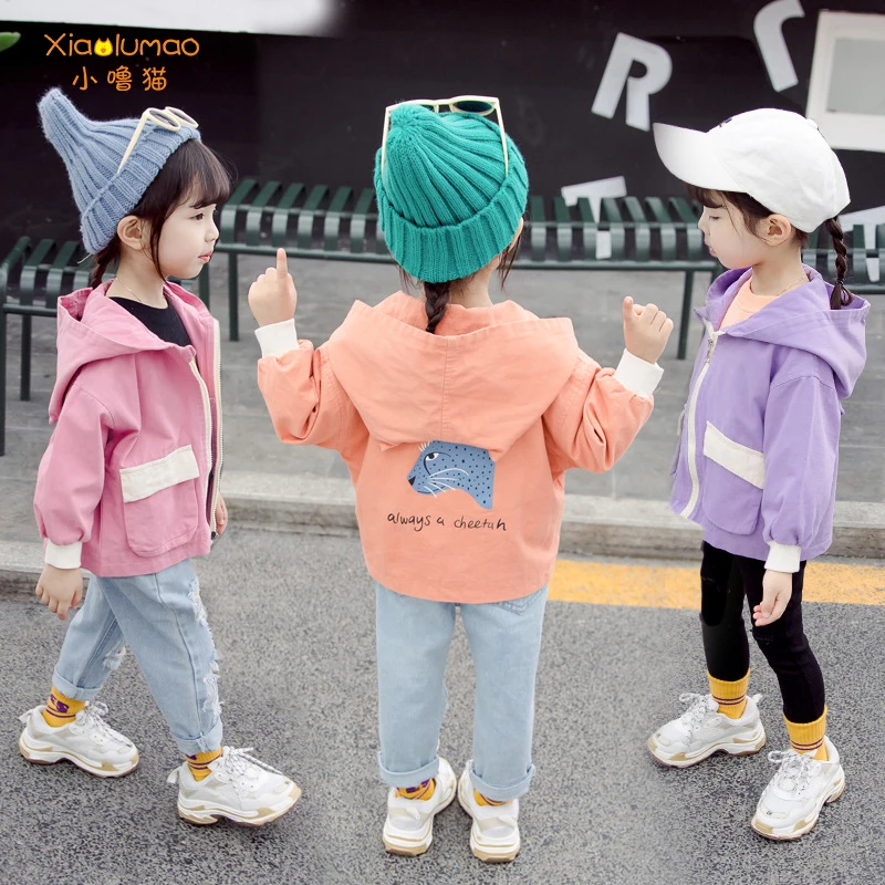 

Raincoat for girls cotton childrens jacket Windbreaker for girls fashion 3-8t animal print trench for children tiktok clothes