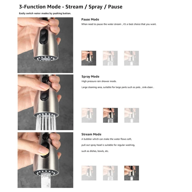 Новый Кухня кран ABS выдвижной Запчасти носик для крана Насадки душа три функции