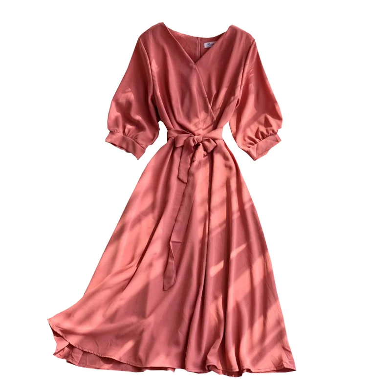 Весенне летнее платье женская одежда 2020 корейские винтажные женские платья с v