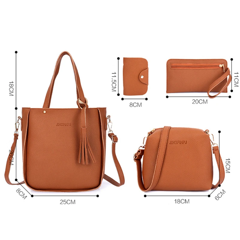 

Women Top-Handle Bags Female Composite Bags Women Messenger Bags Handbag Set PU Leather Wallets Key Bag Set