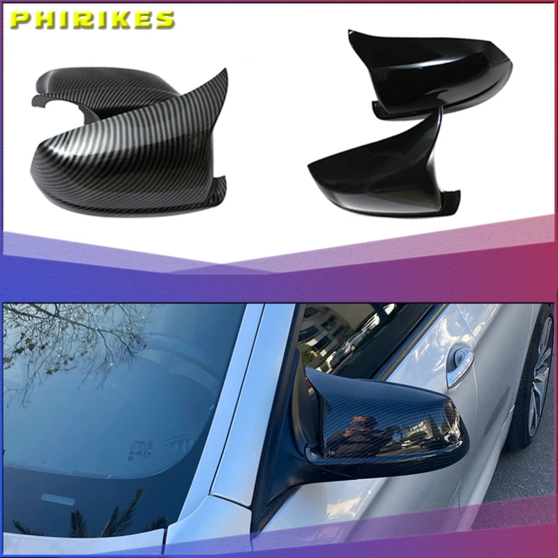 

Pair Black/Carbon Fiber Look Rearview Mirror Caps Car Door Wing Mirror Cover Replacement For BMW F10 5-Series 2011-2013 Pre-LCI