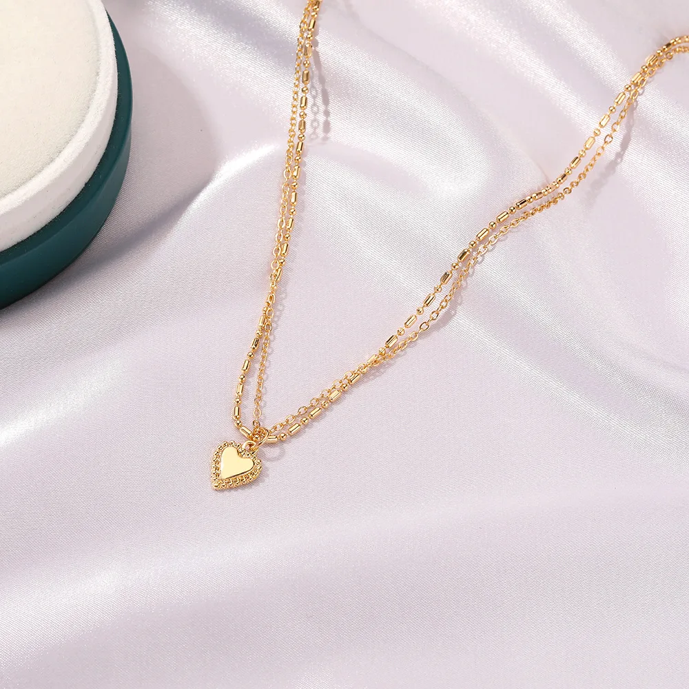 ZYZQ личности двойной Слои сердце по сниженным ценам! Цепи Подвеска колье Женские