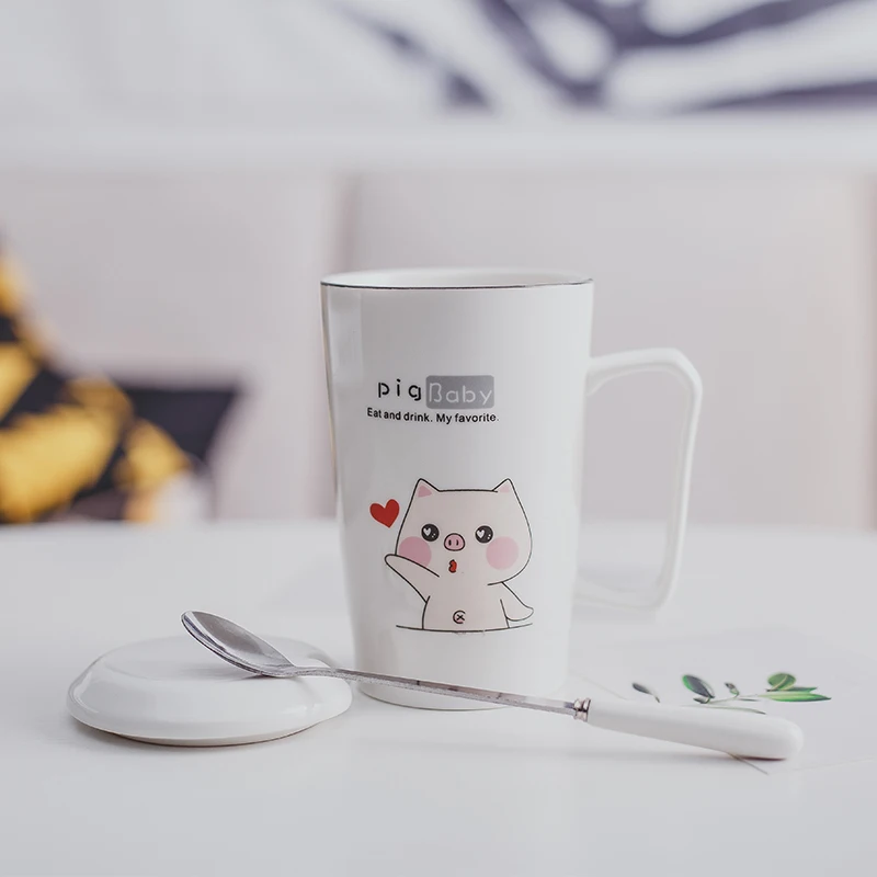 

Free Shipping Cute Ceramic Mug Cartoon Cup Simple Coffee Tea Milk Cups Home Office Fancy Gift