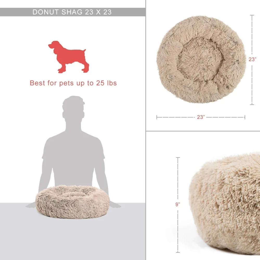 Detachable Machine Wash Donut Cuddler Round Donut Cat and Dog Cushion Bed Warming and Comfortable Sofa Kennel For Dog Cats Puppy