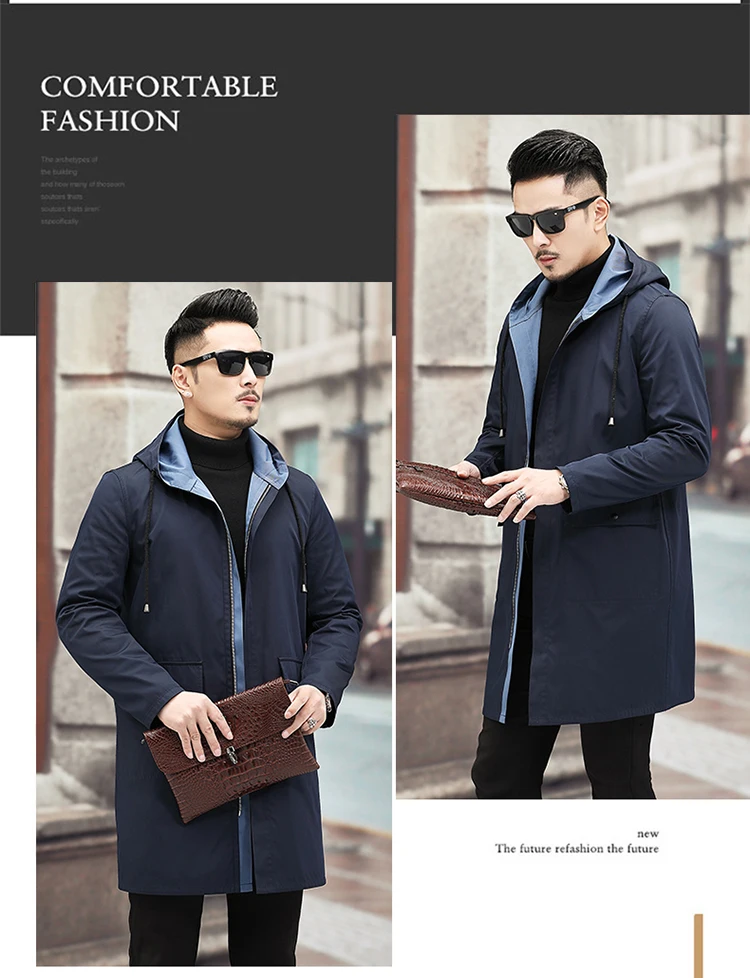 Autumn winter Trench coat Men's Business Double-sided jacket Jacket Casual Overcoat men High quality windbreaker coat men