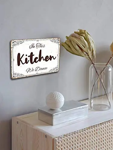 

in This Kitchen, We Dance 8X12 Inch Retro Look Metal Decoration Crafts Sign for Home Kitchen Bathroom Farm Garden Garage Inspira