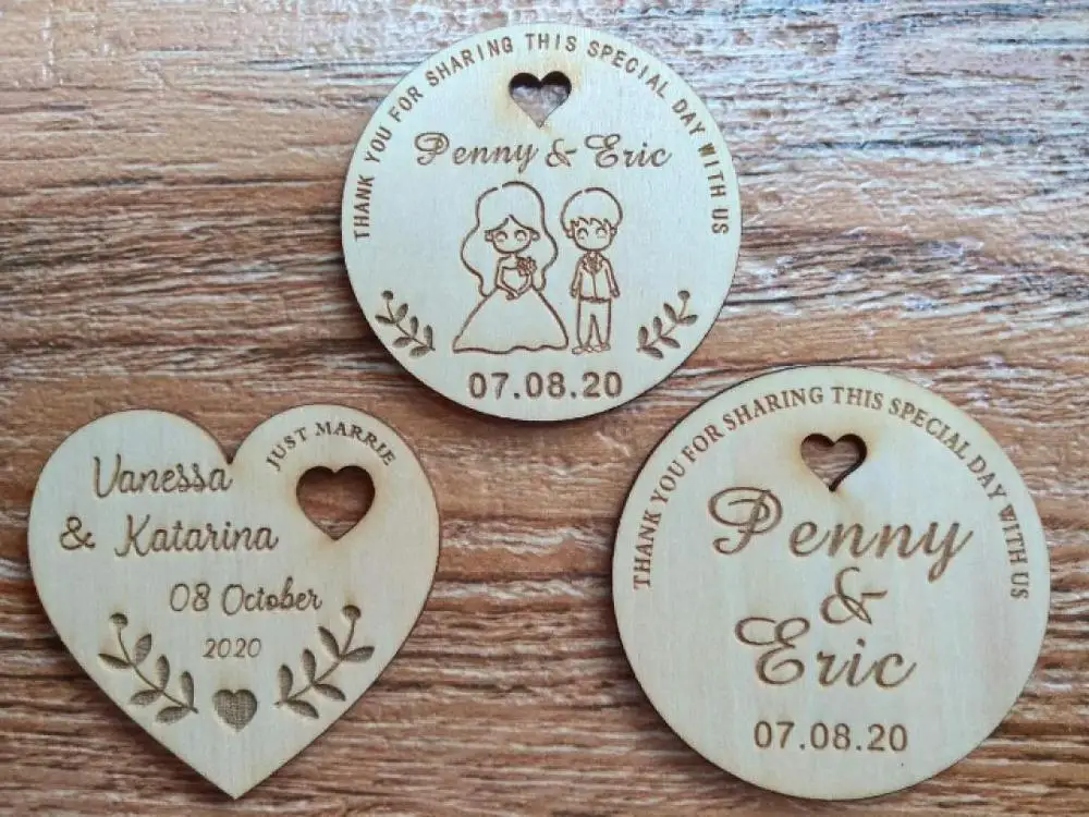 Персонализированные Свадебные лазерные магниты в форме сердца для сохранения