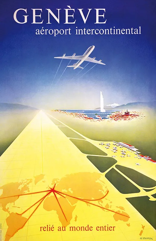 Швейцария Женева постеры для путешествий международный аэропорт классические