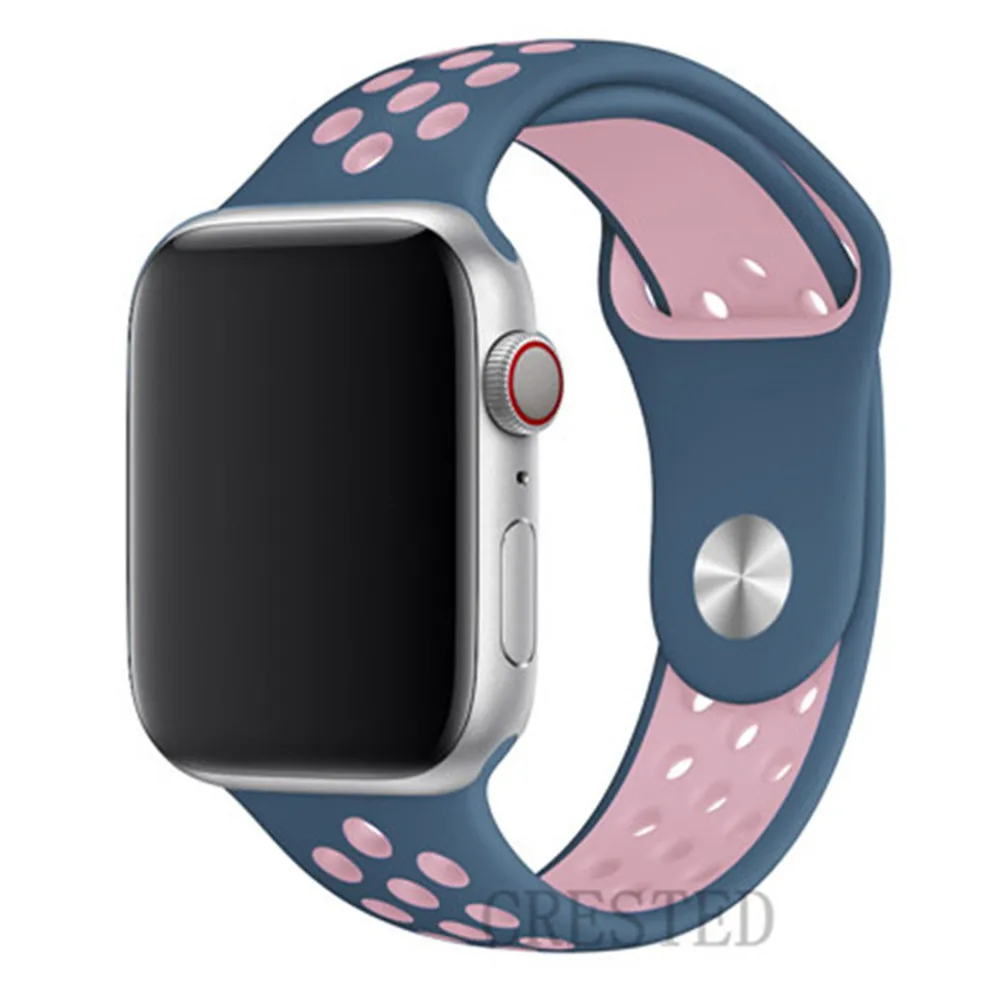 Ремешок для apple watch 5 4 3 ремешок 44 мм/40 мм iwatch ремешок 5 42 мм/38 мм correa силиконовый браслет аксессуары для часов - Цвет ремешка: blue pink 12