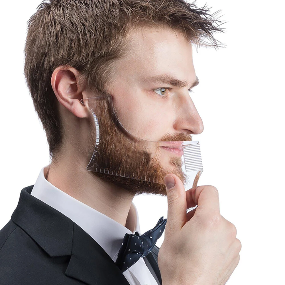 

New Arrivals Men's Beard Styling Template Combs Transparent Men's Beard Combs Hairdressing Tools, Beard Trimming Tools