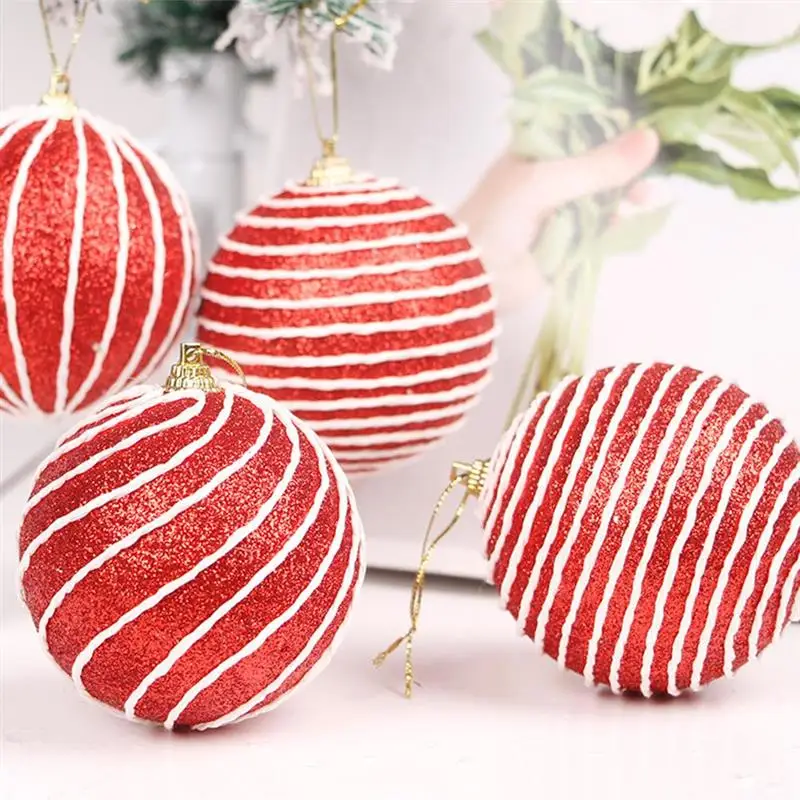 Рождественские шары 8 см красные окрашенные елочные подвесные из пенопласта