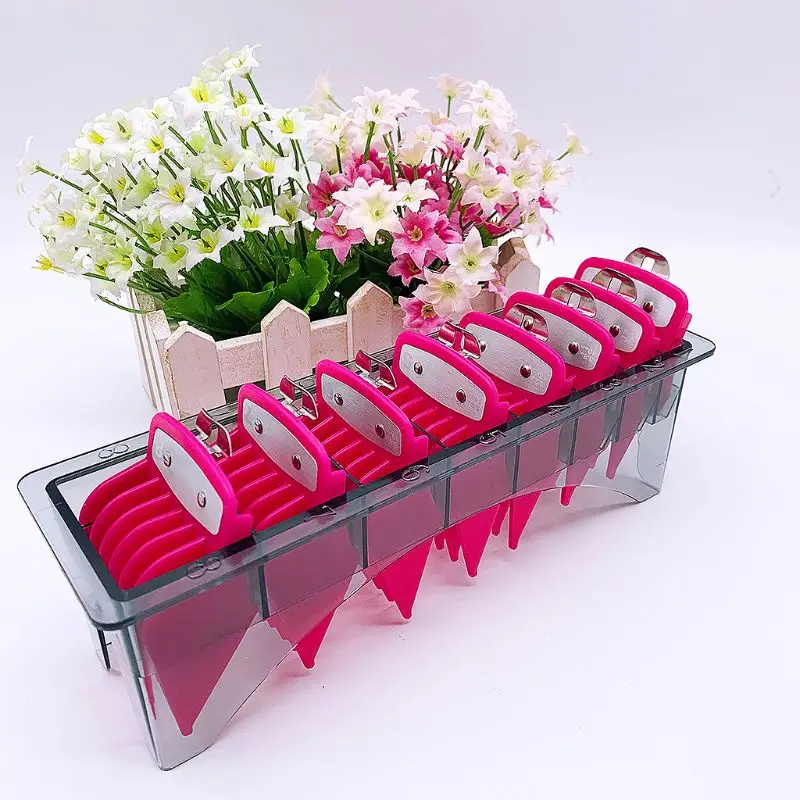 

2/8/10PCS Rose Red Limit Comb Barber Shop Styling Guide Comb Hair Trimmer Kit