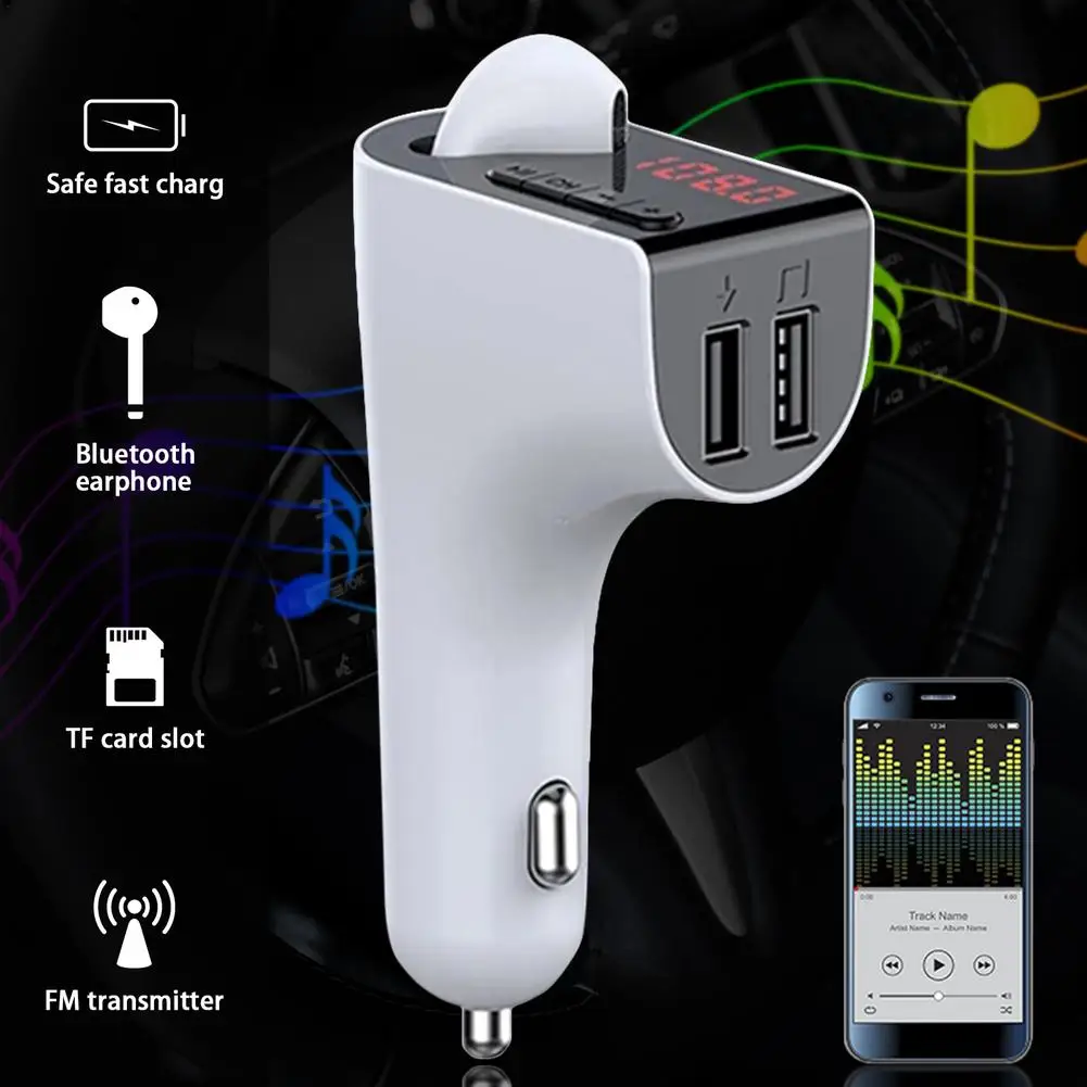 

Car Bluetooth 5.0 FM Transmitter Dual USB Ports Charger Handsfree Car Kit FM Radio Adapter FM 5V/3.1A Transmitter Car Charger