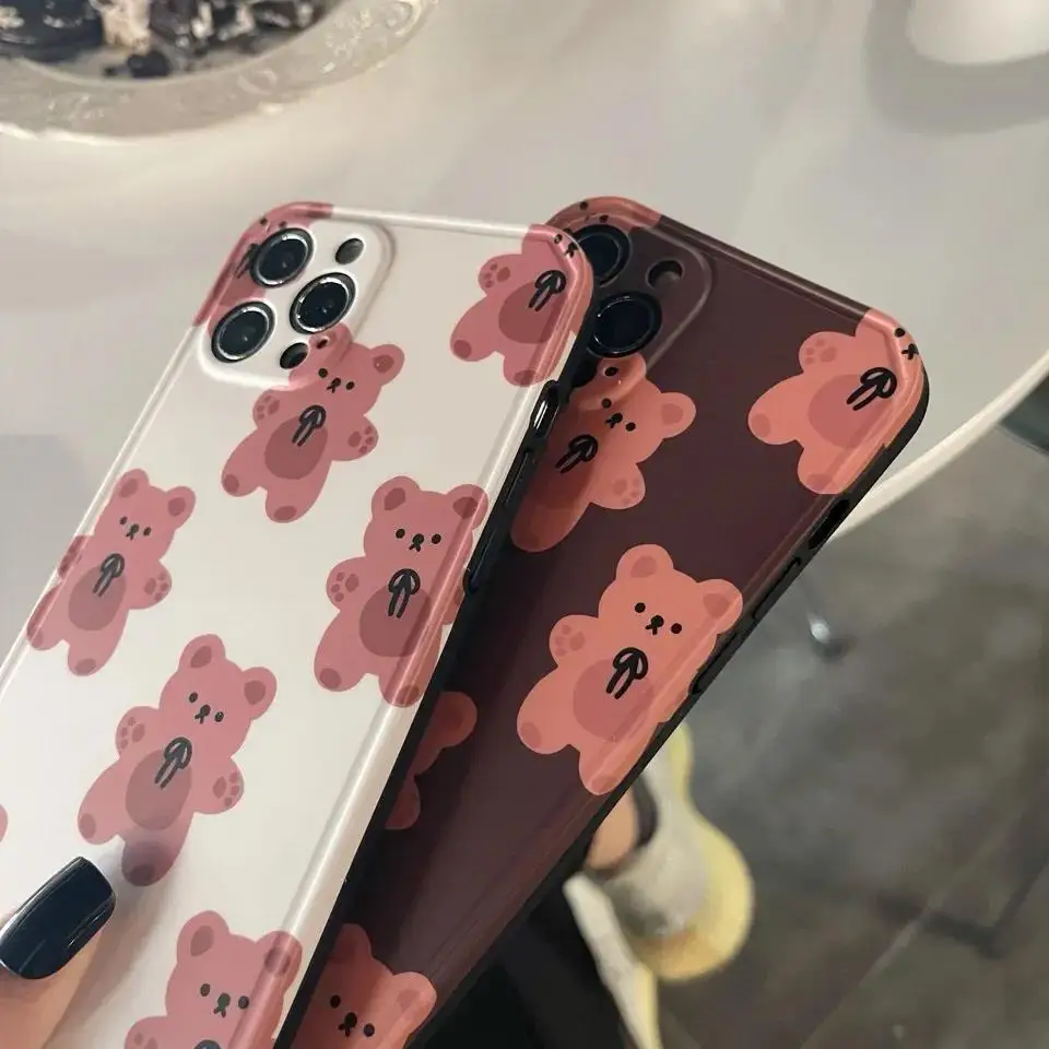 Чехол с милым бантом и медведем для iPhone 11 12 XR XS 7/8 SE 2020 силиконовый чехол новинка