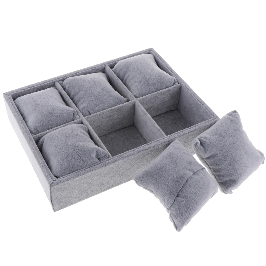 

Gray Velvet Jewelry Display Trays Bangle Bracelet Watch Jewelry Holder Case Home Bracelet Organizer Mall Shop Watch DIsplay Tray