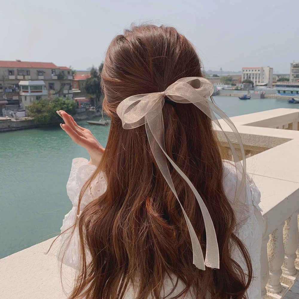 

Organza Bow Hair Rope Girl Sweet Ribbon Net Yarn Hair Ties Hair Clip Women Fashion Accessories