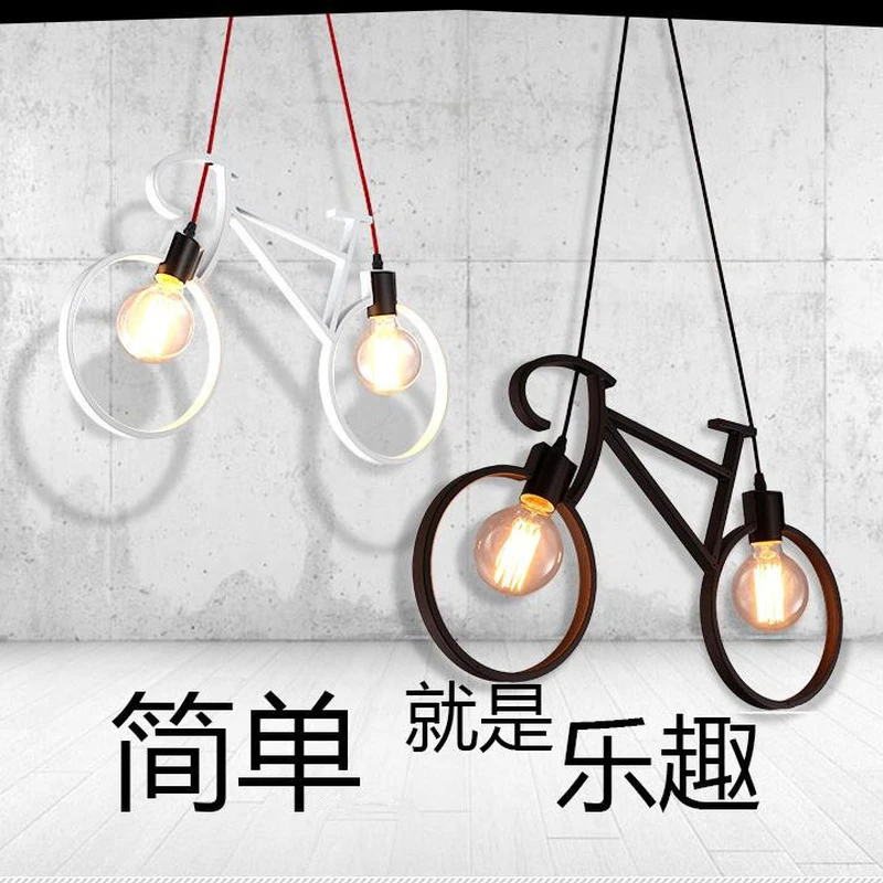 

Creative Restaurant Lamp Modern Pendant Ligts Simple Bicycle Pendant lamps E27 White/Black AC110V-240V Home lamp Lighting