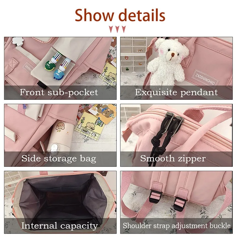 

Women Girls Backpack Waterproof Large Travel Rucksack Purple Candy Colors Backpacks Fancy School Bags For Teenagers Cute Bear