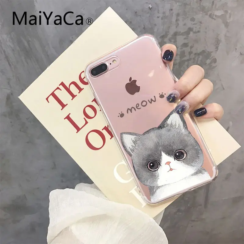 A4 MaiYaCa милый кот котенок мягкая резина, термопластичный полиуретан чехол для телефона iPhone 5 5Sx 6 7 7plus 8 8Plus X XS MAX XR Fundas Capa - Цвет: A4