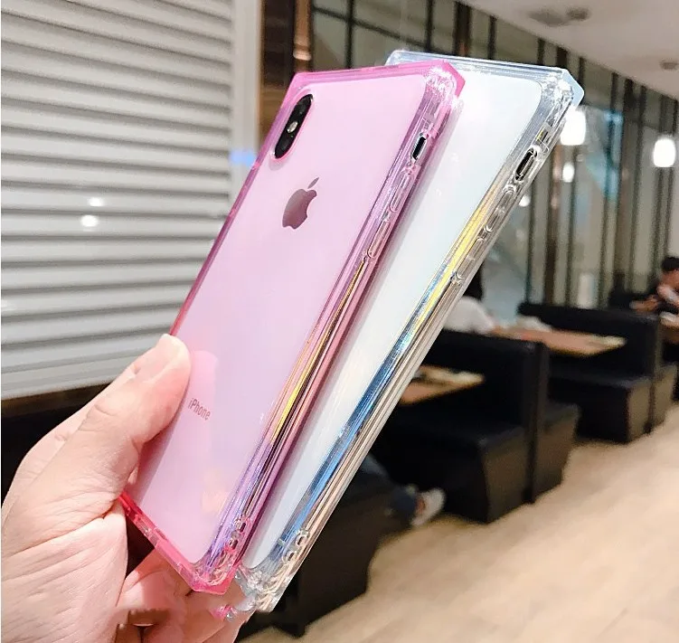 Квадратный чехол для телефона iPhone 11 Pro прозрачный силиконовый мягкий из ТПУ XS Max XR