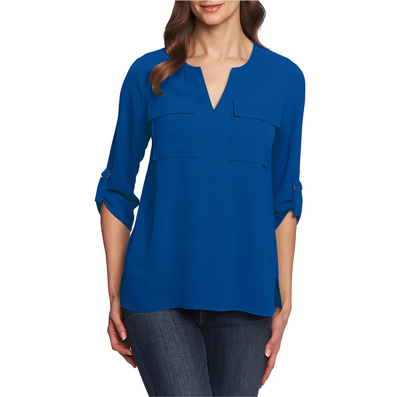 

Женская футболка размера плюс с v-образным вырезом, 3/4 рукав, многоцветная Футболка, топ для девушек, одноцветные свободные шифоновые топы, П...