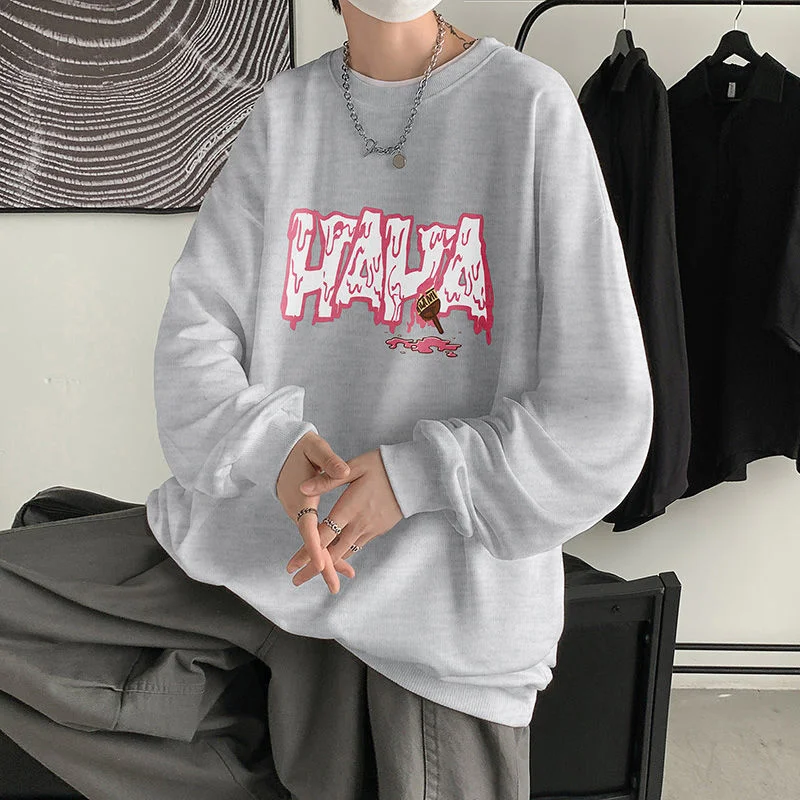 

INXYZ 2021 Men Fashion Pullover Autumn Letter Print Casual Oversize Solid Color Harajuku Style Pullover Women Spring Winter Top