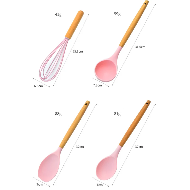 

Kitchen Tools 11PCS Silicone And Wooden Handle Kitchen Utensils Sets Heat Resistant Nonstick Baking Cooking Tools Kitchenware