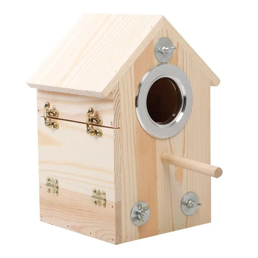 Pet Bird House Wooden Side Opening Breeding Box Nest Feeder Budgerigar Parrot Incubator Cage Home Balcony Decoration | Дом и сад
