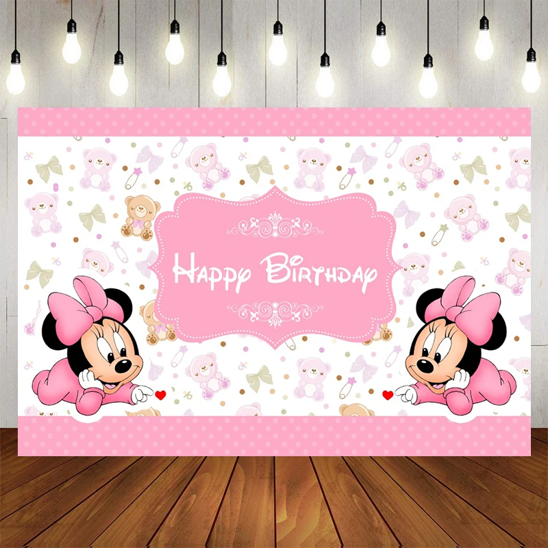

Disney Minnie Mickey Mickey Mouse Custom Background Wedding Decoration Party Backdrops Children's Birthday Decorations Photozone