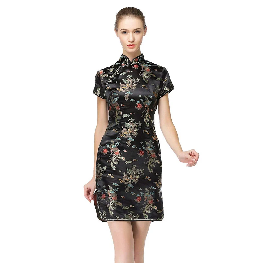 Женское длинное китайское вечернее платье для выпускного вечера Cheongsam с вышивкой