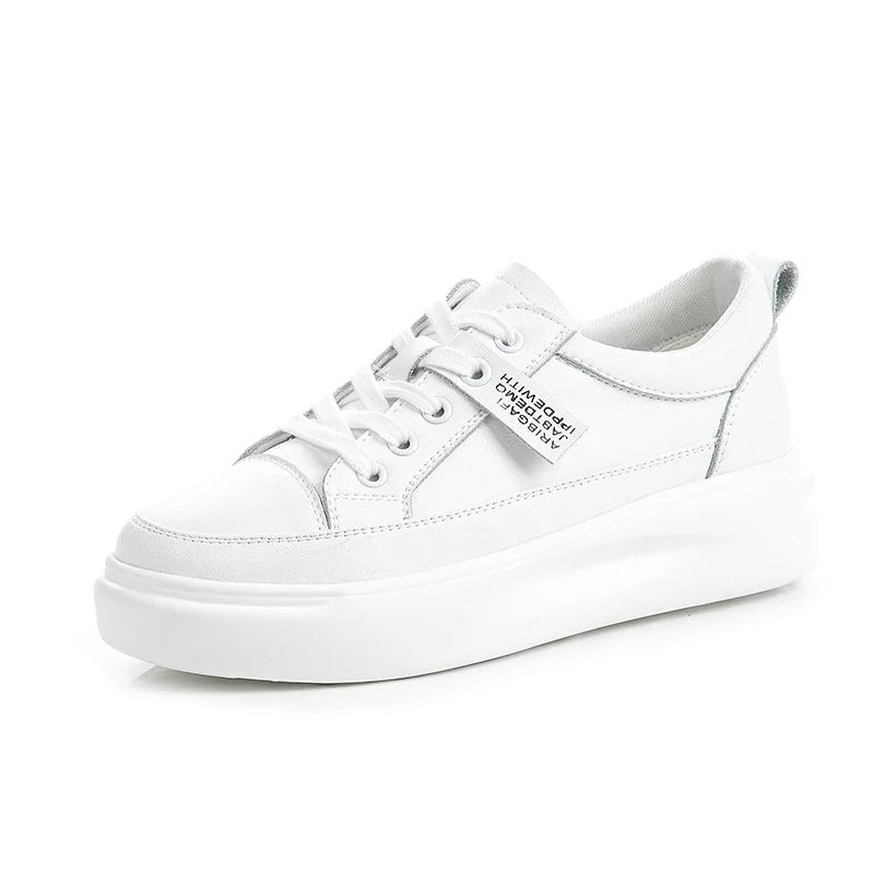 Новинка зимы 2019 женская обувь кожаная Корейская версия диких толстых белых