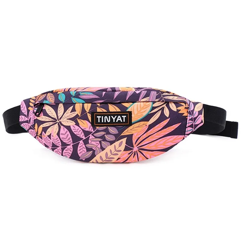 

Unisex Print Leaf Waist pack Bag Men Women Canvas Bag Belt Fashion Casual Belt Pouch Female Travel Banana bags Men Fanny