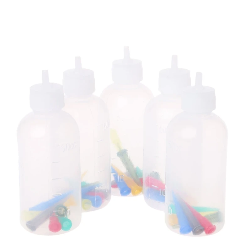 

5PCS Jam Painting Squeeze Bottles With 35 Nozzles Cake Decor 50ML Baking Pastry