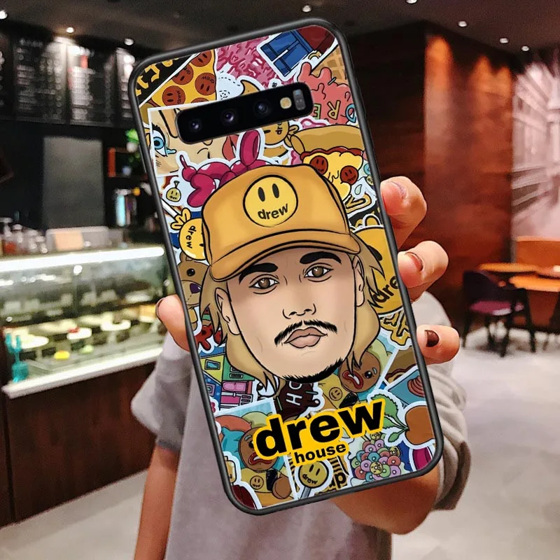 Роскошный бренд Drew House, Джастин Бибер, мягкий чехол для телефона, для samsung Galaxy S7 Edge, S8, S9 Plus, S10 Lite, S10Plus, чехол со смайликом