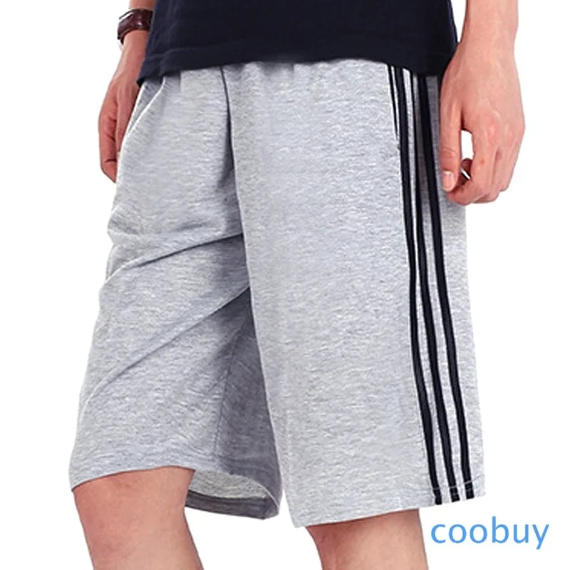 

COD Men Shorts Knee Length Elastic Waist Breathable Running Jogger CO Striped Free Gym Fashion Casual Summer