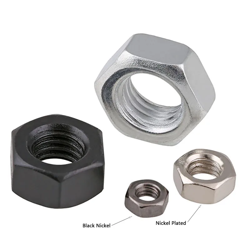 Hex Full Nuts Bright / Black Nickel Plated Hexagon Nut M2 M2.5 M3 M4 M5 M6